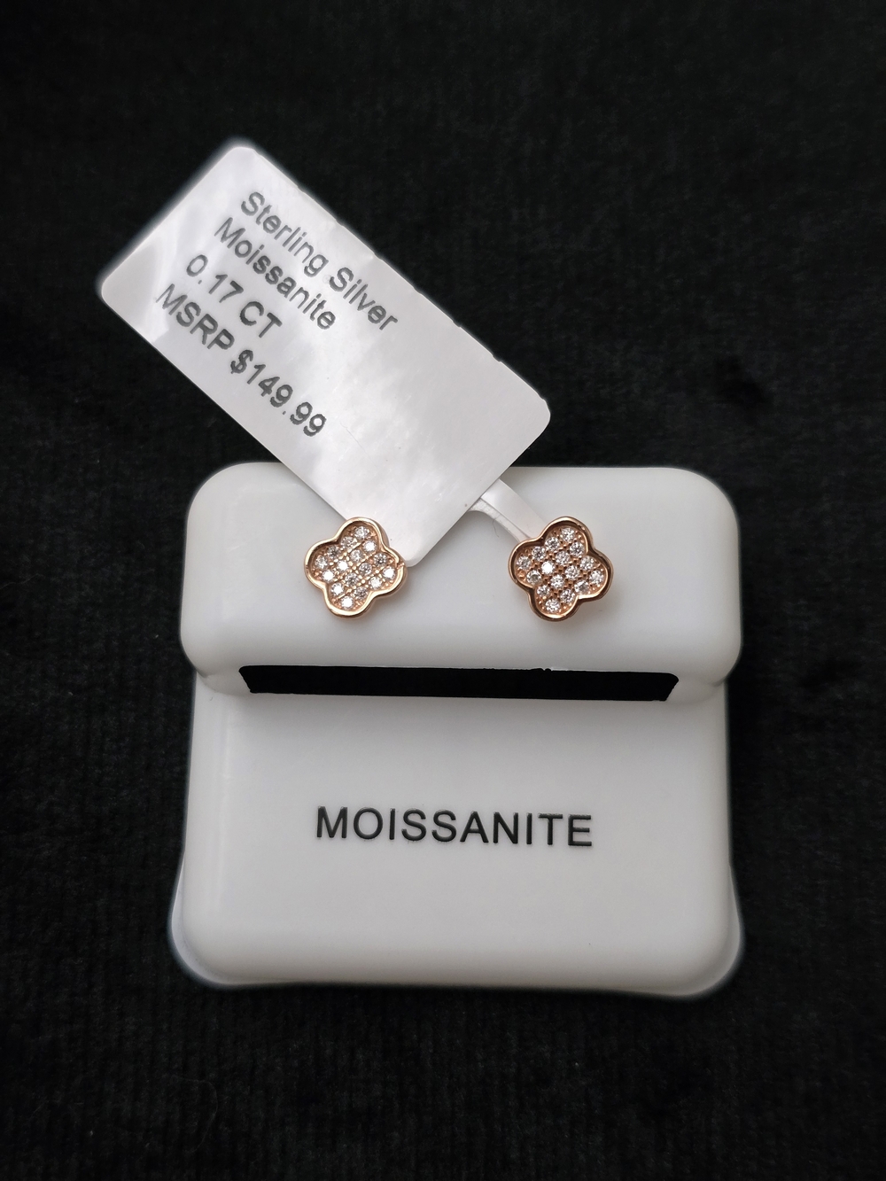 Moissanite Clover Rose Gold Tone Earrings